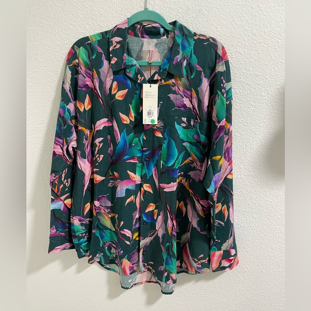 Calia swimsuit cover up Floral Linen NwT